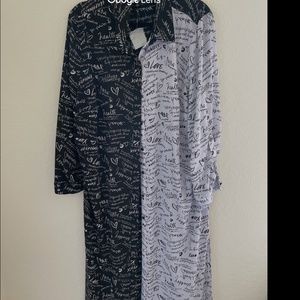 Shirt Dress / Kimono Print Black and White